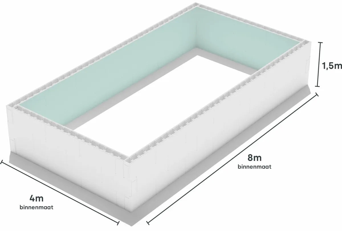 High Density Polystyreen zwembad blokkenset - 800 x 400 x 150 cm - Azzura Pool