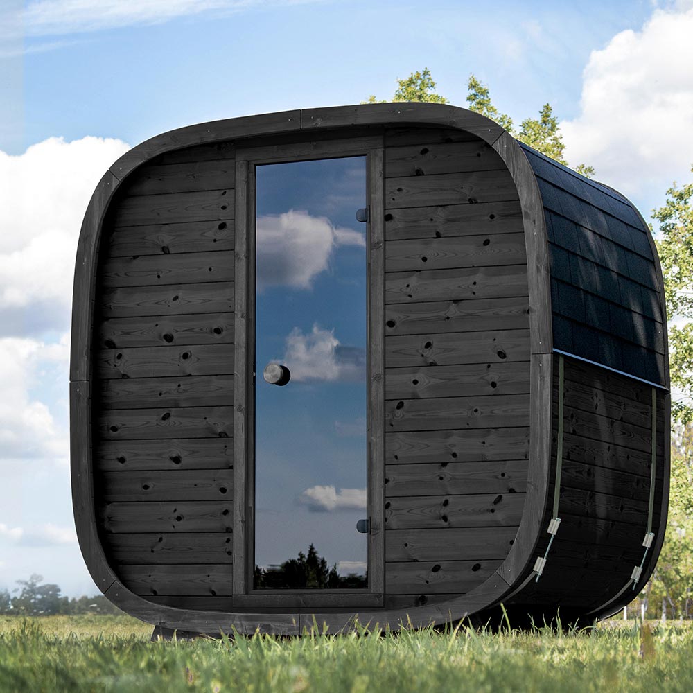 Holl's Onyxia Cube Thermohout Sauna – Luxe buitensauna van premium ThermoWood® - Azzura Pool