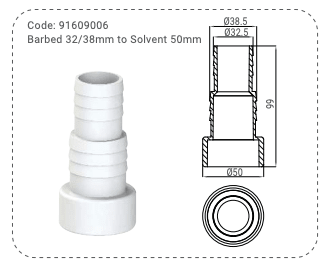 Hose Connector Ø32/38 mm - Azzura Pool