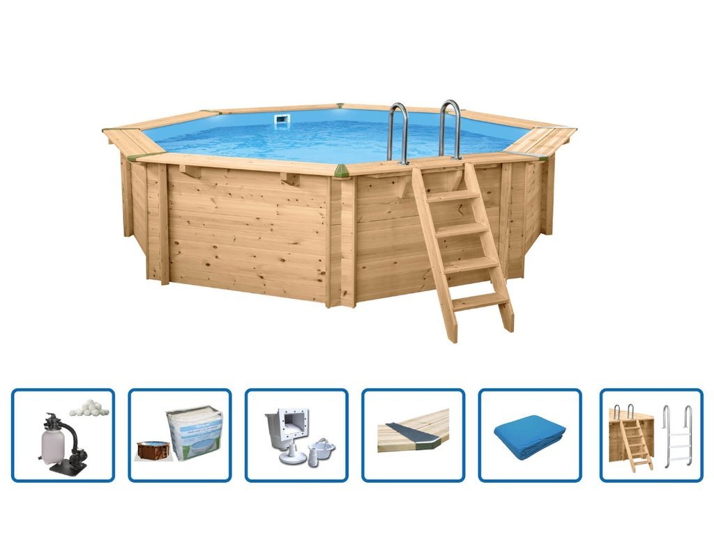 Interline Bali houten rond zwembad 530 cm x 136 cm compleet pakket - Azzura Pool