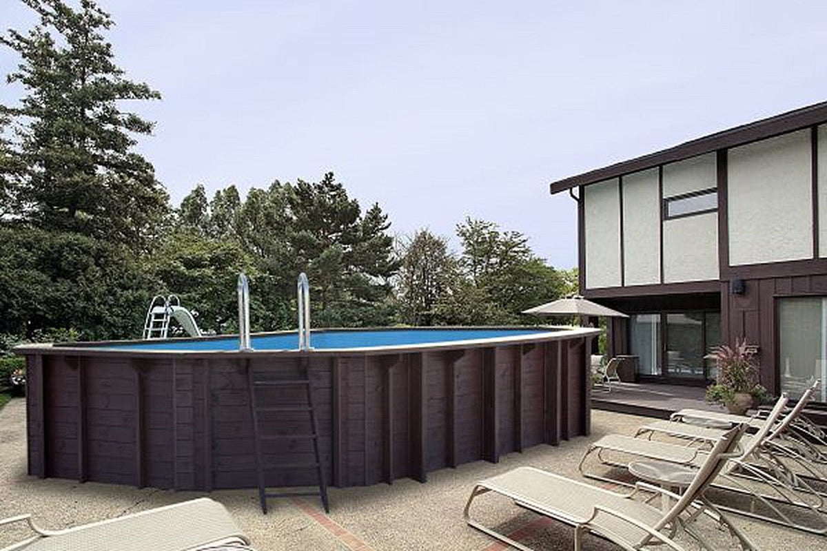 Interline Bali houten zwembad ovaal 640 x 400 x 138 cm compleet pakket - Azzura Pool