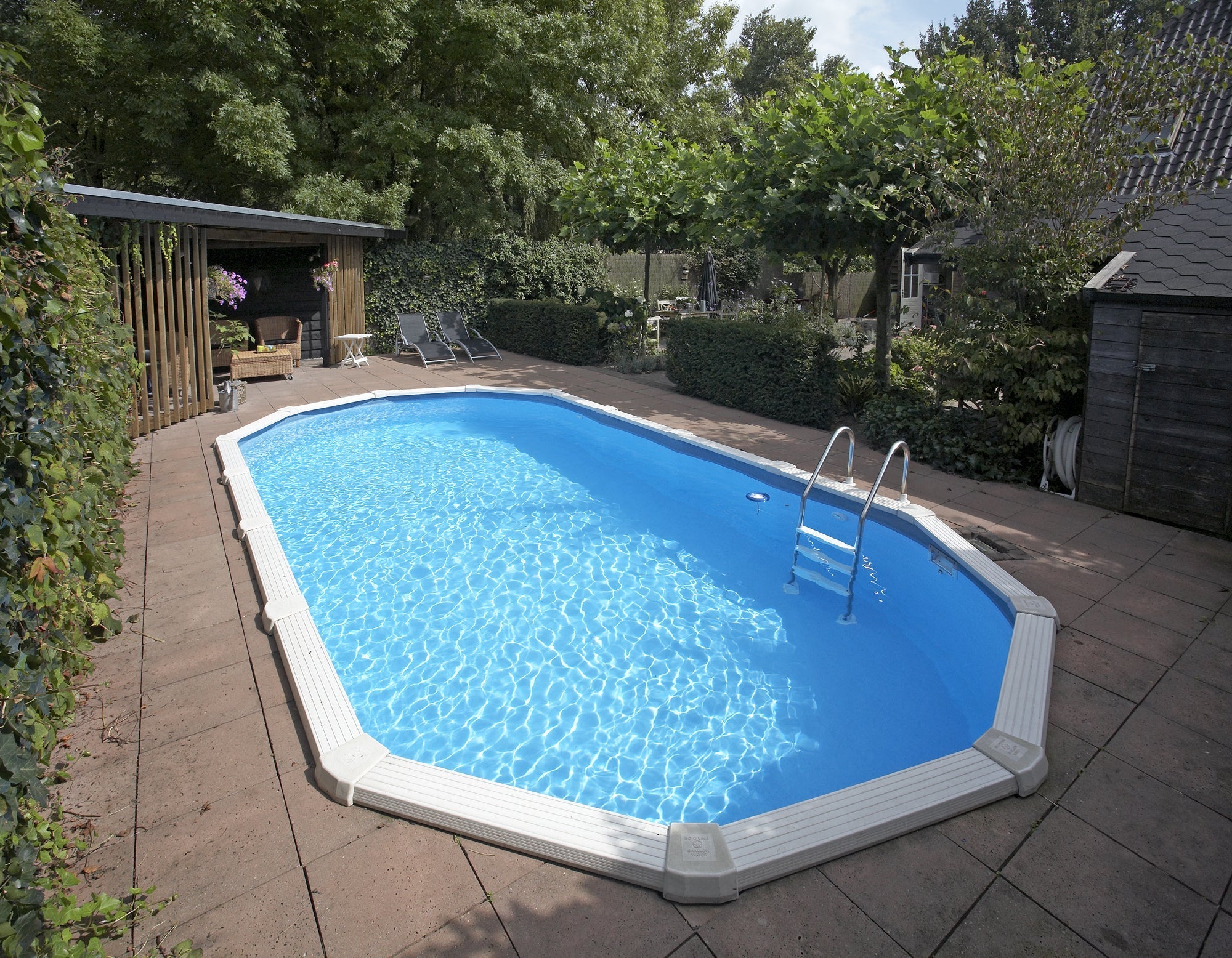 Interline Diana metalen zwembad ovaal 730 cm x 360 cm x 132 cm compleet pakket - Azzura Pool