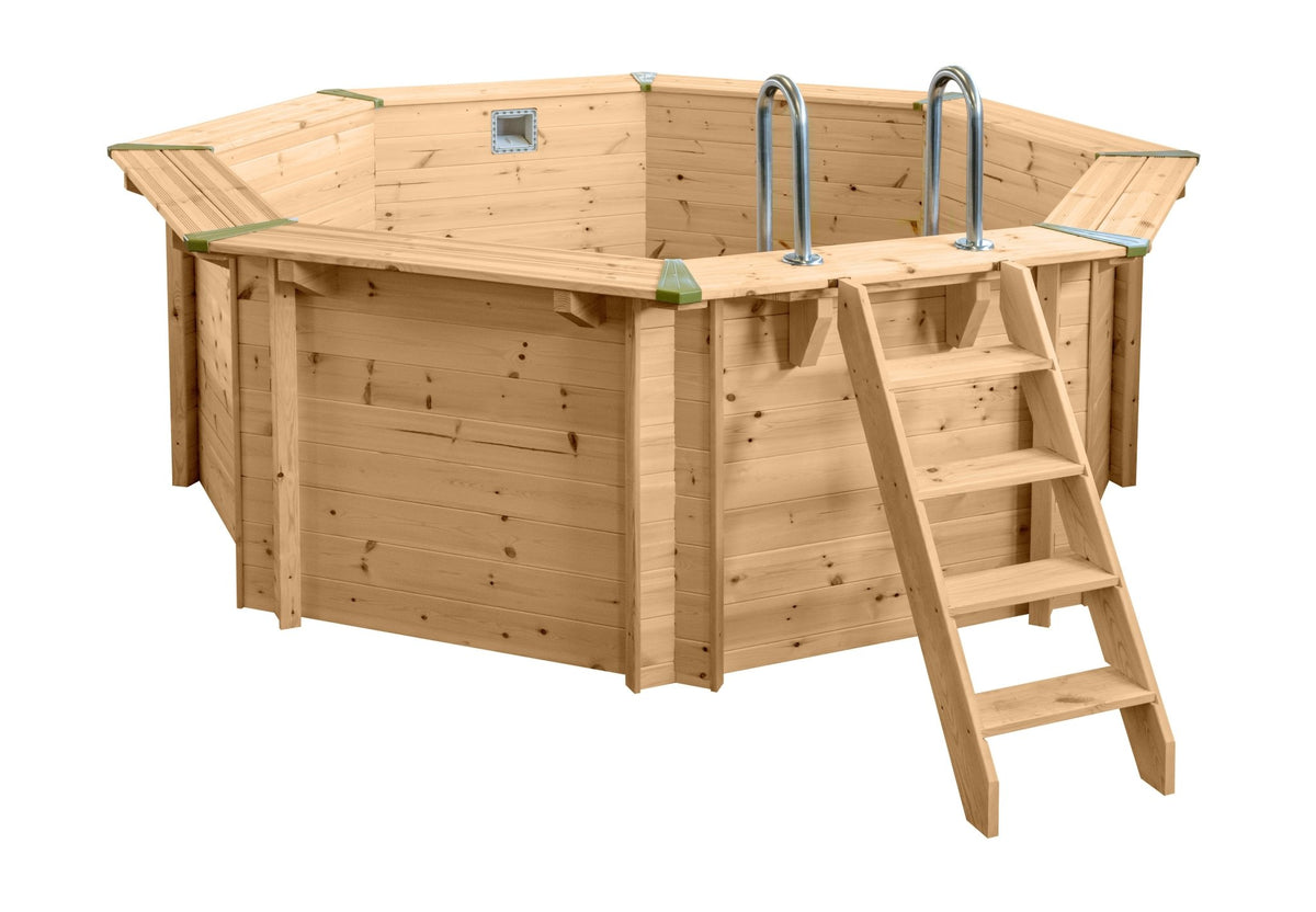 Interline Java houten zwembad rond Ø355 x 116 cm compleet pakket - Azzura Pool