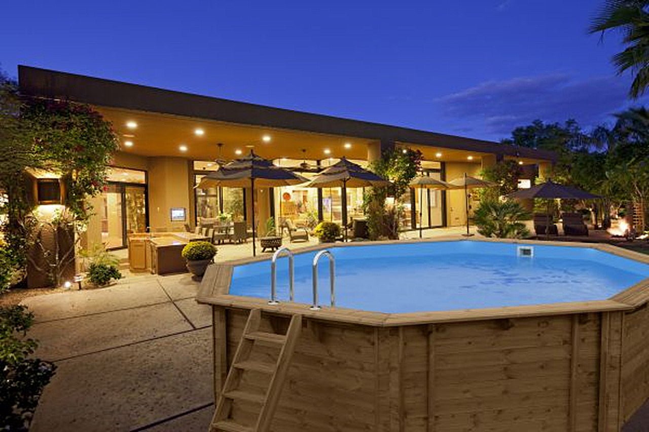 Interline Java houten zwembad rond Ø440 x 136 cm compleet pakket - Azzura Pool