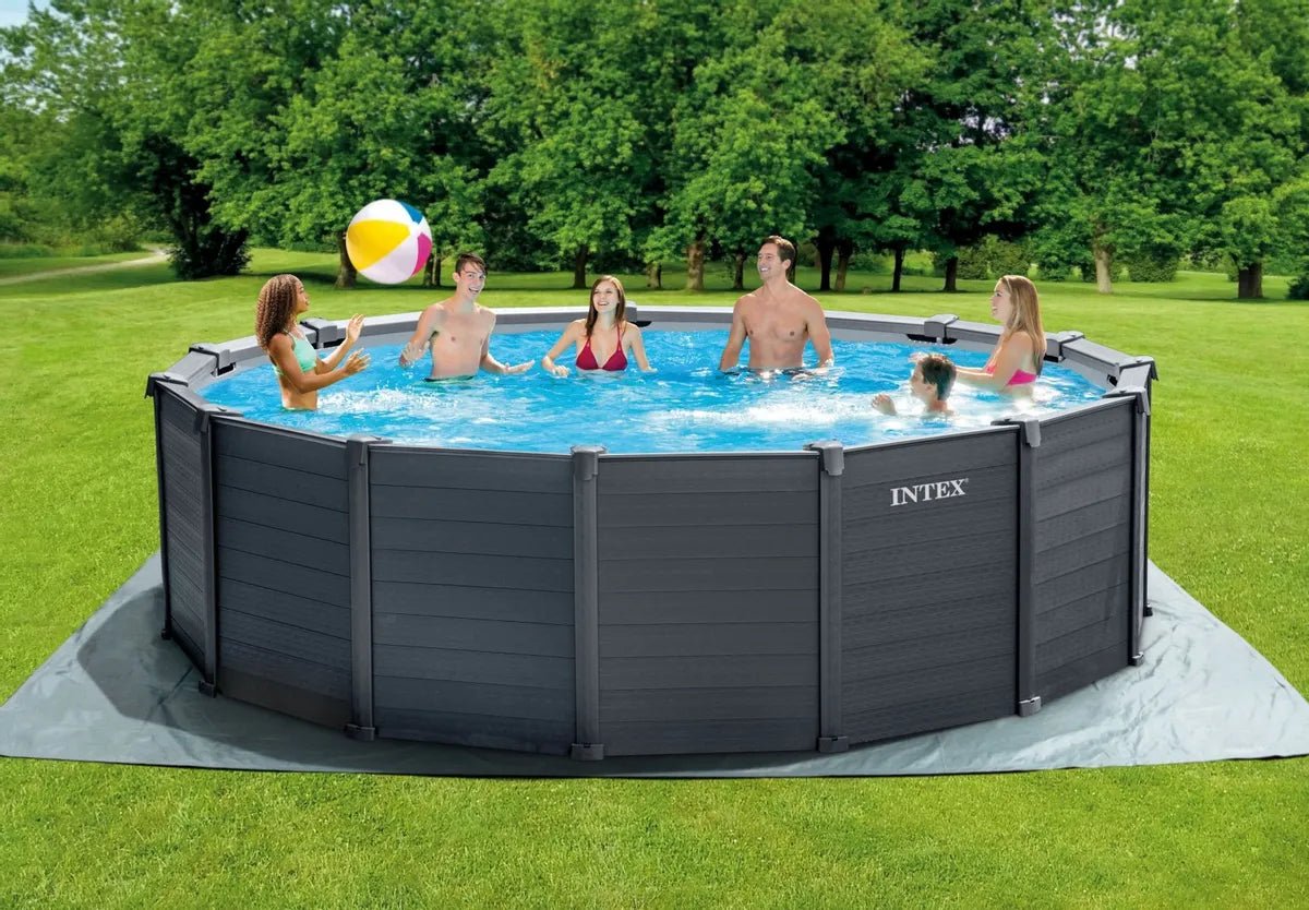 Intex Graphite Grey Panel zwembad - 478 x 124 cm - met zandfilterpomp en accessoires - Azzura Pool