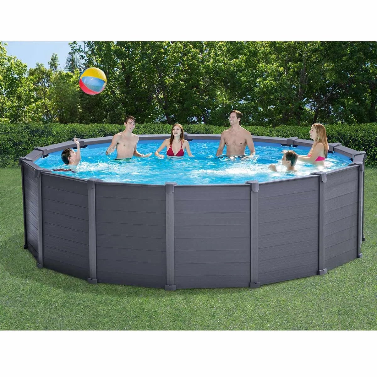 Intex Graphite Grey Panel zwembad - 478 x 124 cm - met zandfilterpomp en accessoires - Azzura Pool