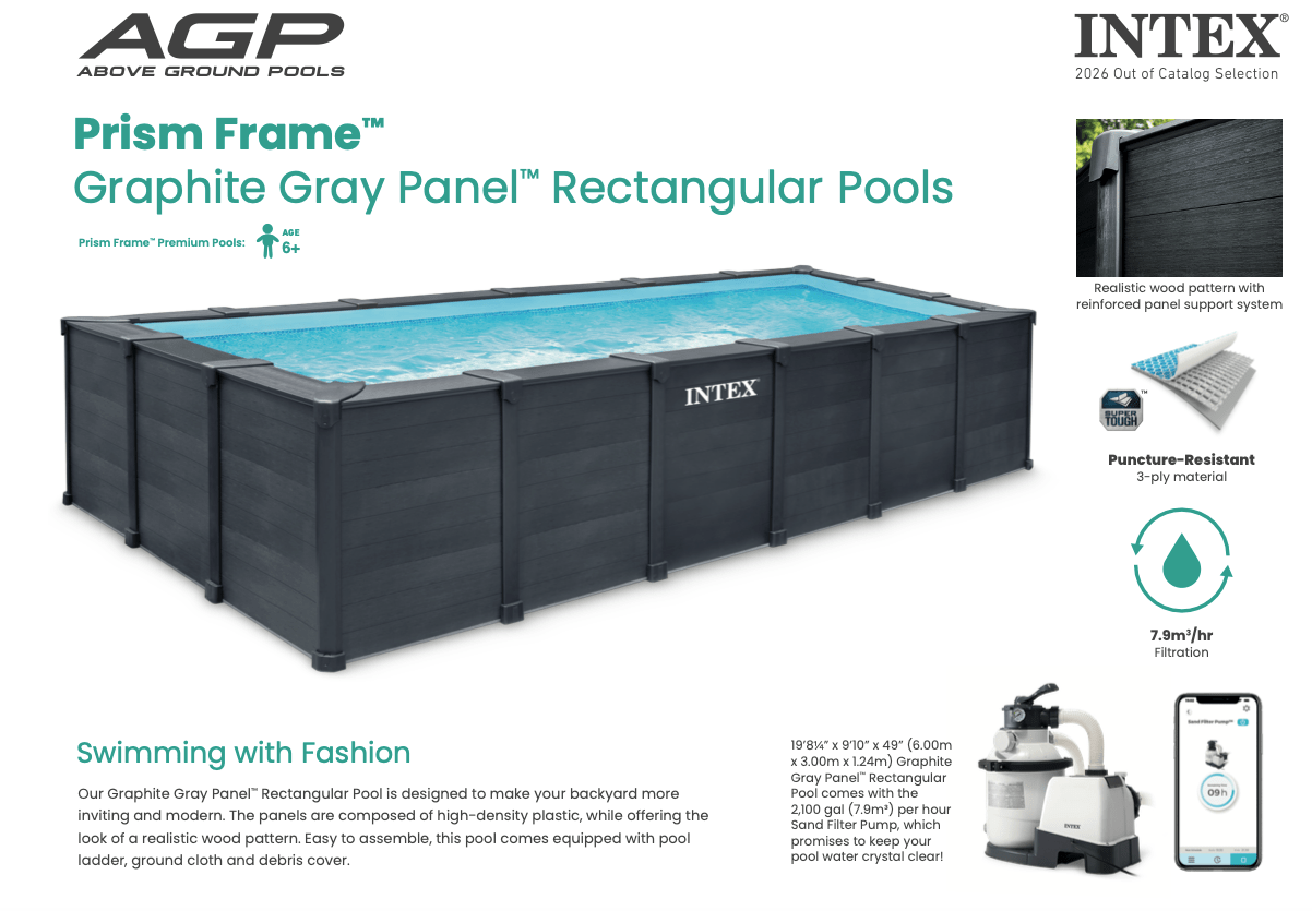 Intex Graphite Panel Pool 600 cm x 300 cm x 124 cm - Azzura Pool