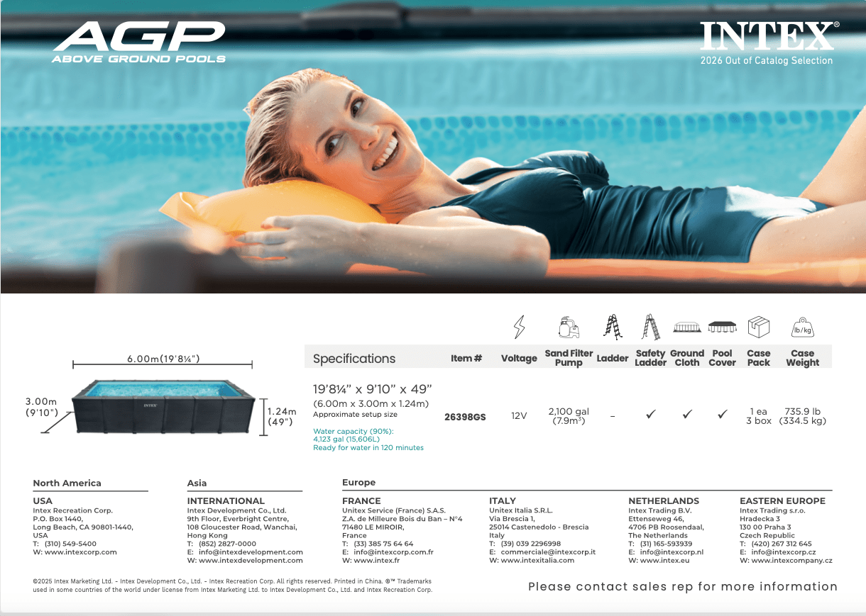 Intex Graphite Panel Pool 600 cm x 300 cm x 124 cm - Azzura Pool