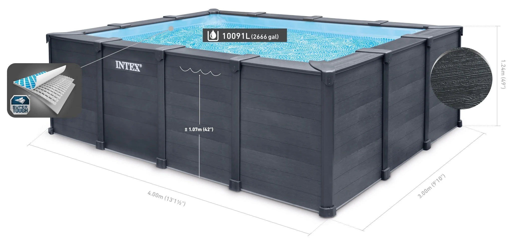 Intex Graphite Panel Pool 400 cm x 300 cm x 124 cm