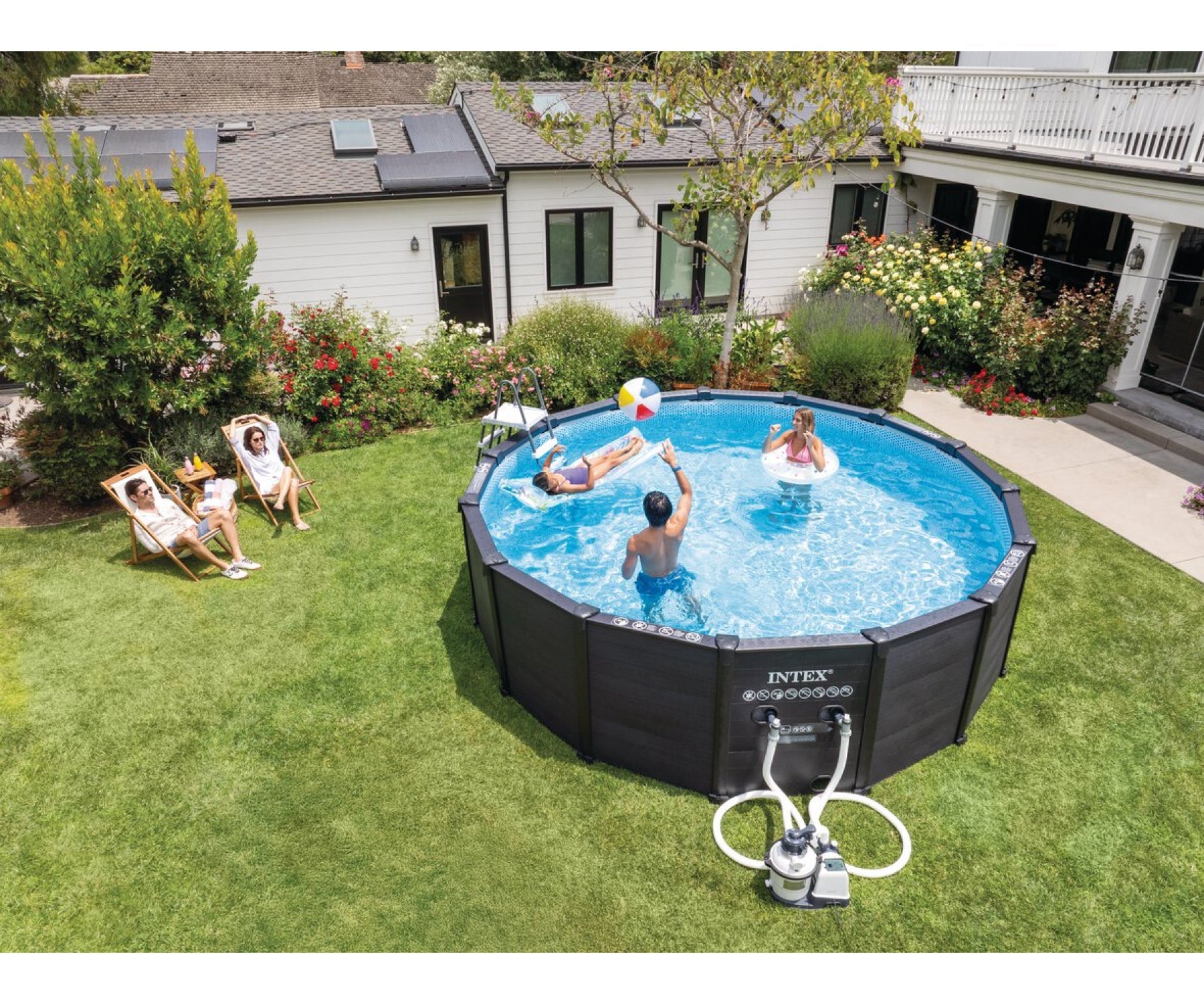 Intex Graphite Prism Panel Pool Ø 478 x 124 cm – Compleet met Zandfilterpomp en Accessoires - Azzura Pool