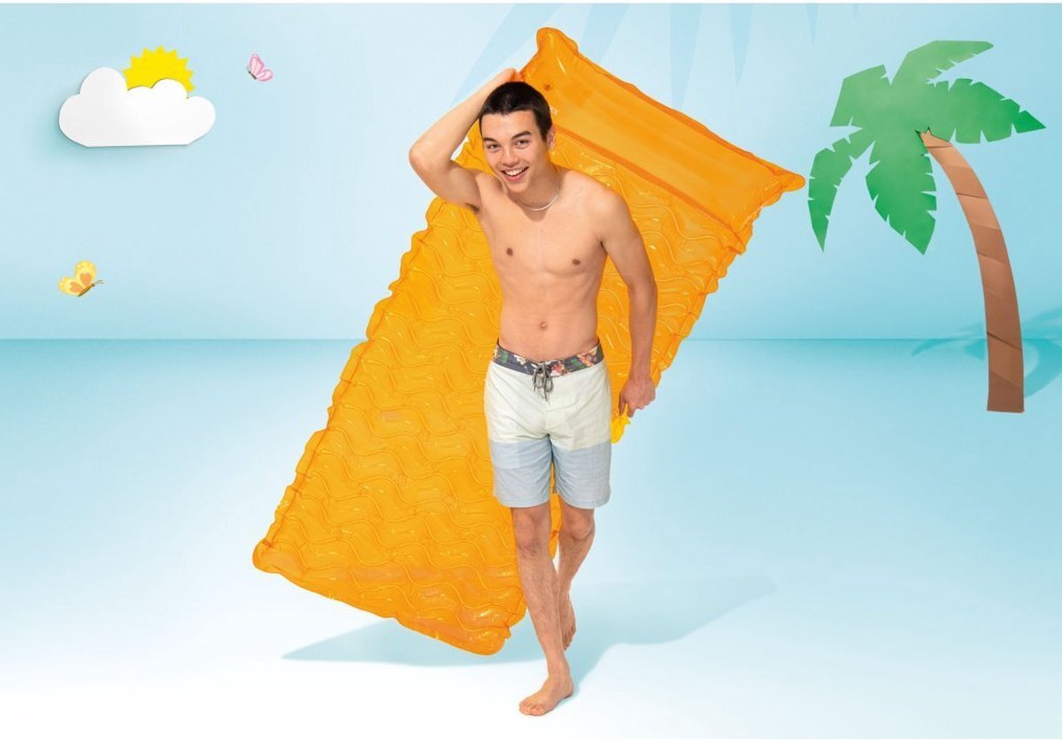 Intex Luchtmatras 229cm x 86cm - Oranje - Azzura Pool