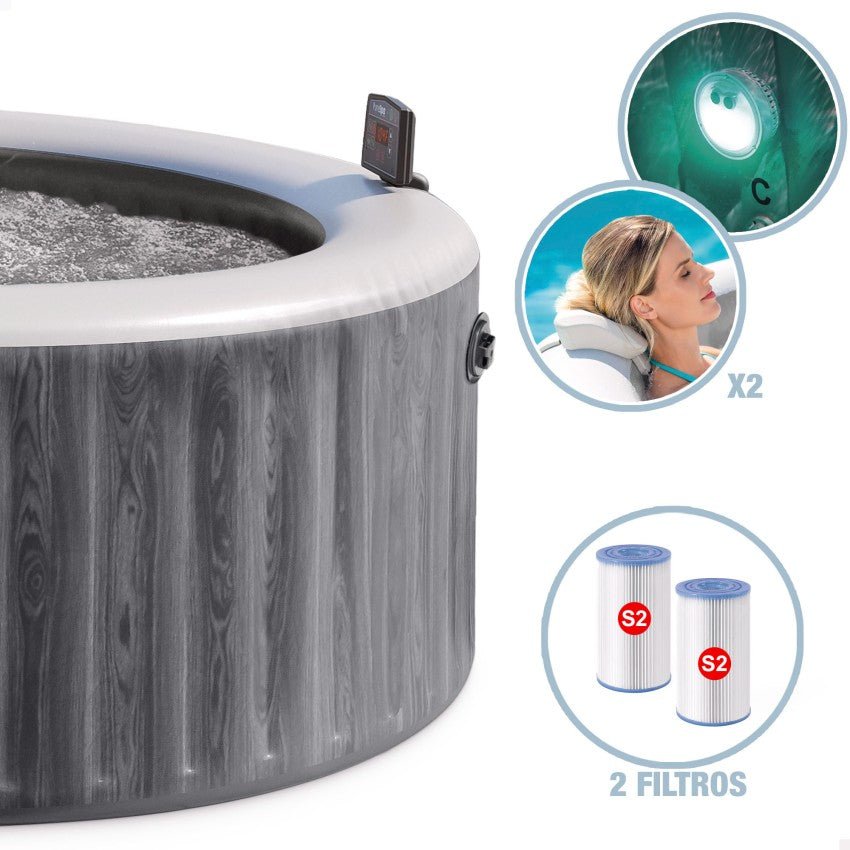 Intex PureSpa Greywood Deluxe opblaasbare spa, 4 persoons - Azzura Pool