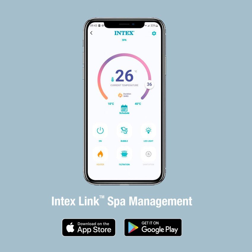 Intex PureSpa Greywood Deluxe opblaasbare spa, 4 persoons - Azzura Pool
