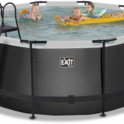 Piscine EXIT Cuir Noir - Ø 360 x 122 cm - avec pompe filtre à sable et escalier