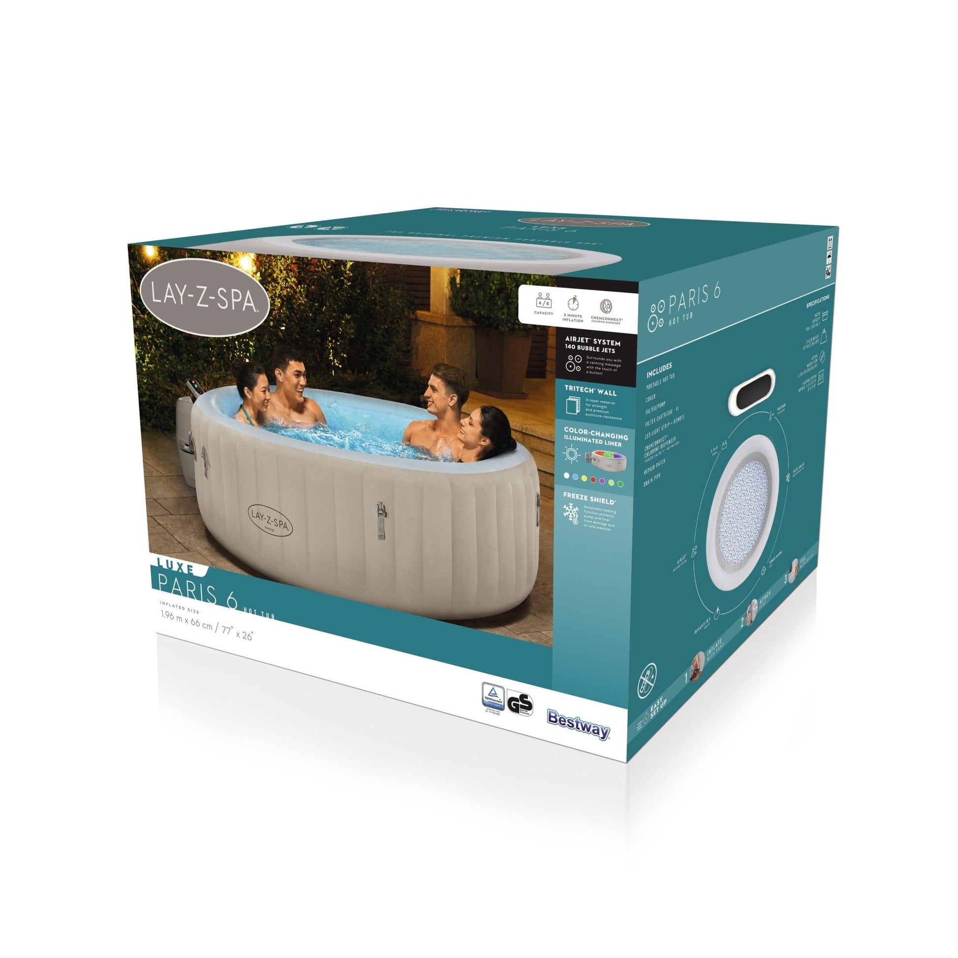 Lay-Z Spa Paris EnergySense Airjet opblaasbare spa - 6 persoons - Azzura Pool