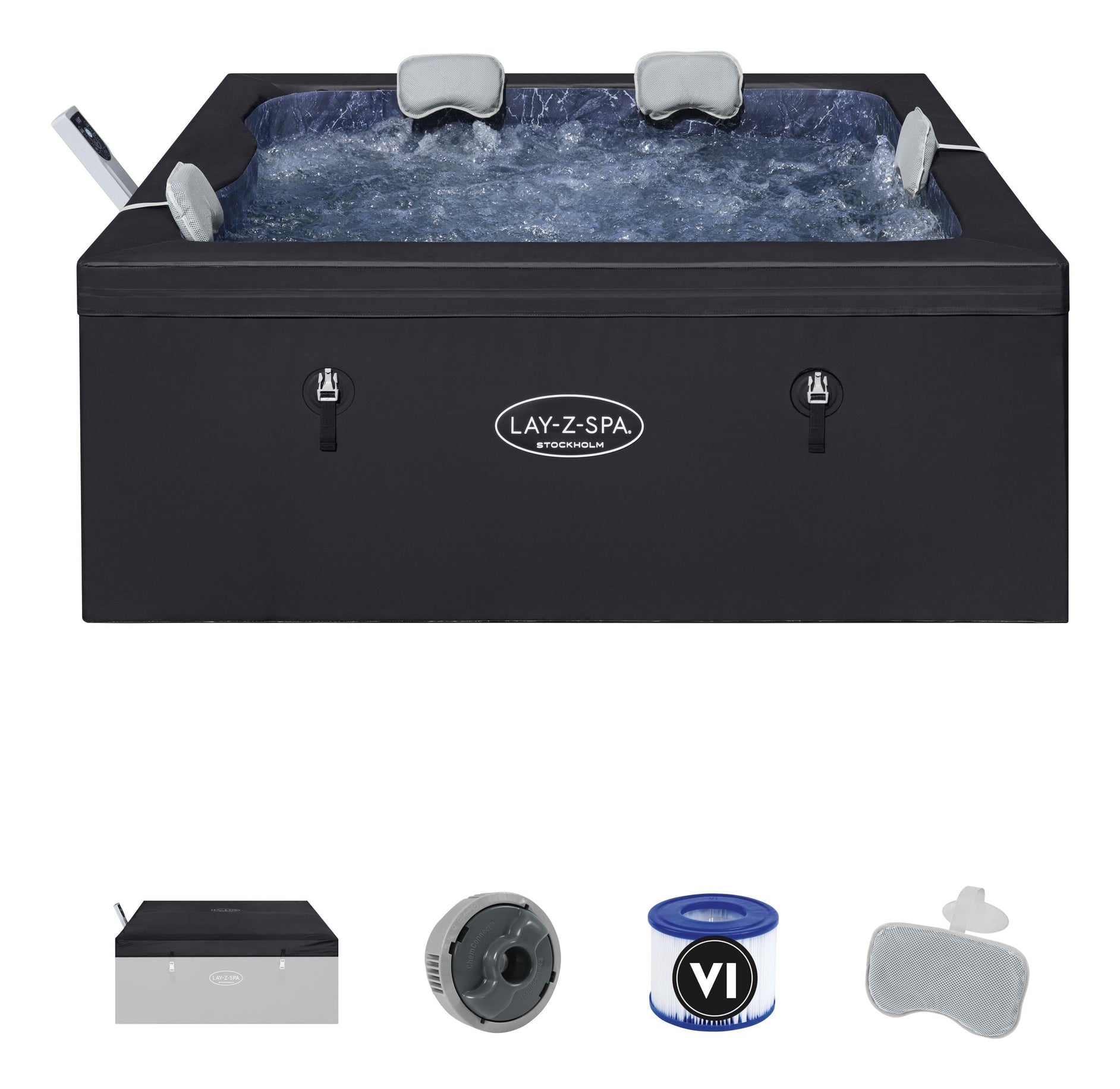 Lay-Z-Spa Stockholm Energy-Efficient Smart AirJet™ – Opbouw spa voor 4-6 personen met app-bediening - Azzura Pool