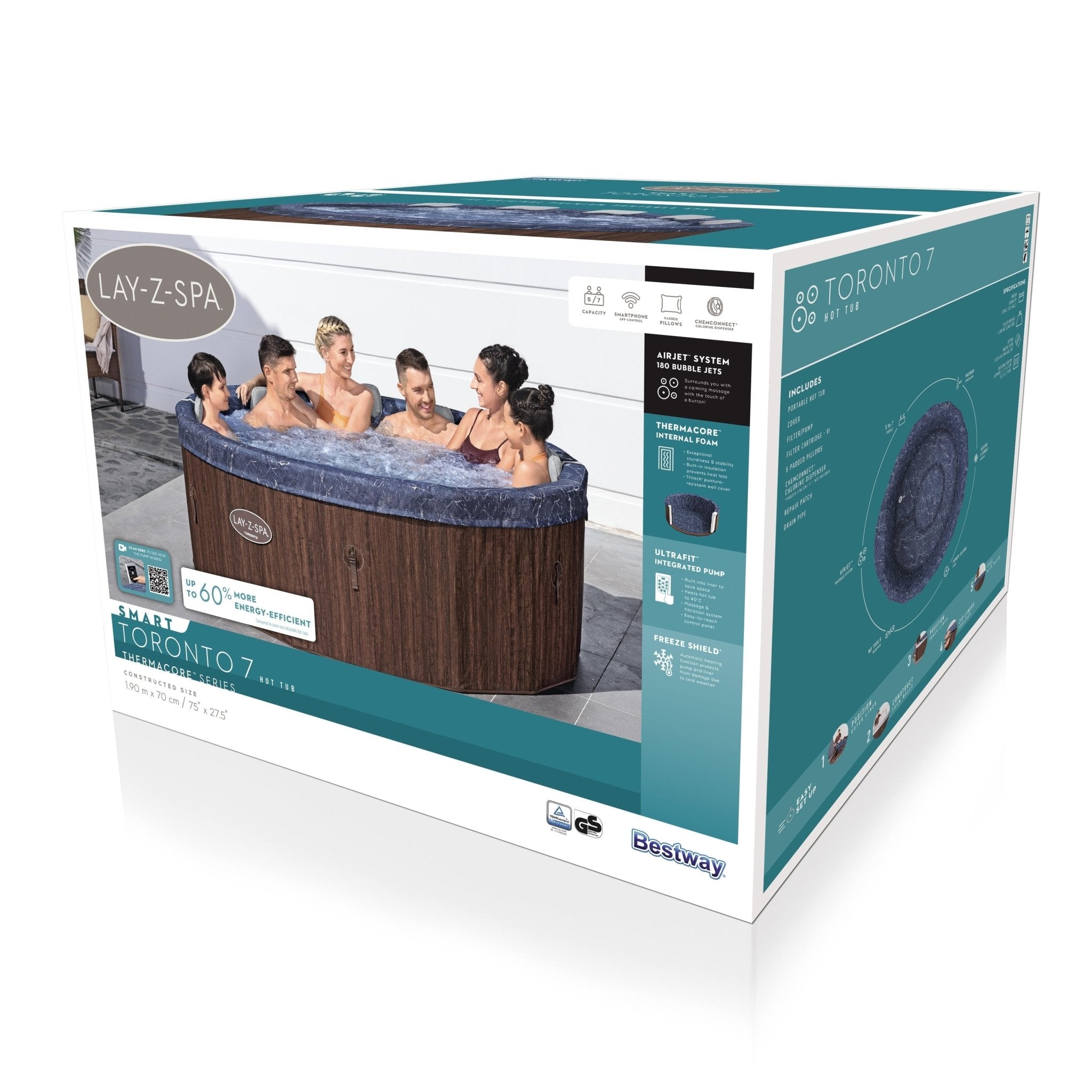 Lay-Z Spa Toronto AirJet opbouw spa - 7 persoons met ingebouwde pomp - Azzura Pool