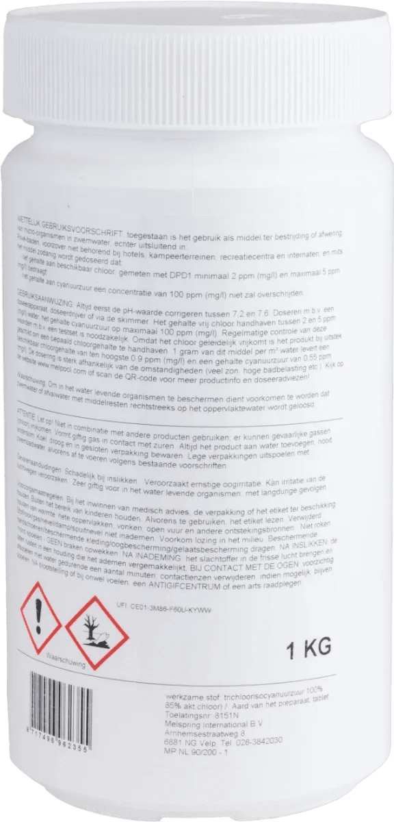 Melpool grote chloortabletten 200 grams 1 kg - Azzura Pool