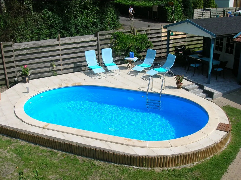 Happy Pool metalen zwembad Grijs ovaal 871 x 400 cm x 120 cm