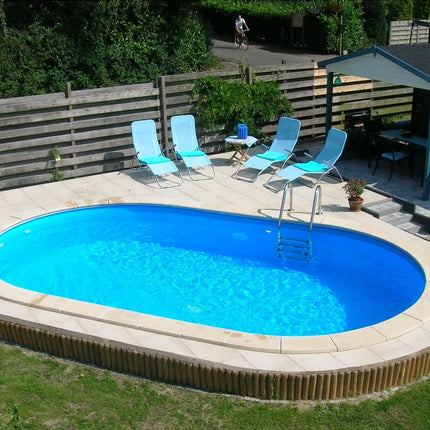 Piscine métal Happy Pool Gris Ovale 900 cm x 500 cm x 120 cm