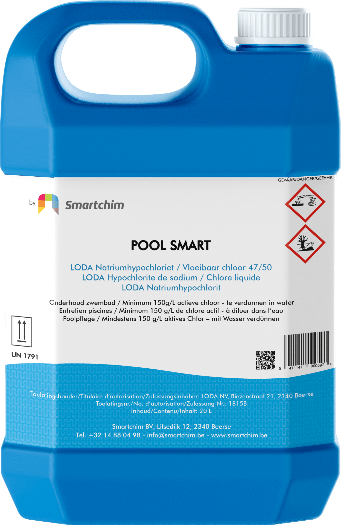 Natriumhypochloriet - Vloeibaar Chloor - 20L - Azzura Pool