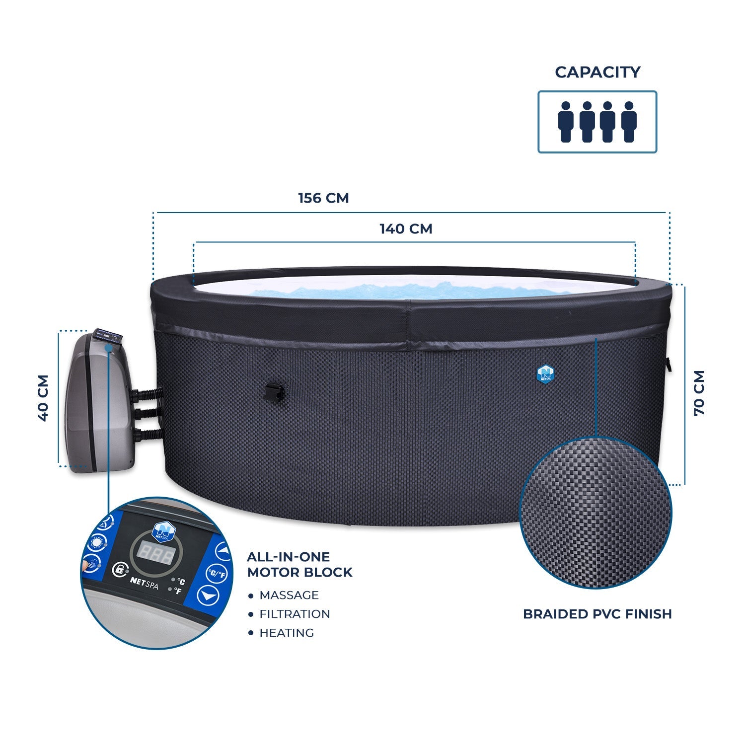 NetSpa Vita 4-Persoons Semi-Rigide Spa – Premium Wellness - Azzura Pool