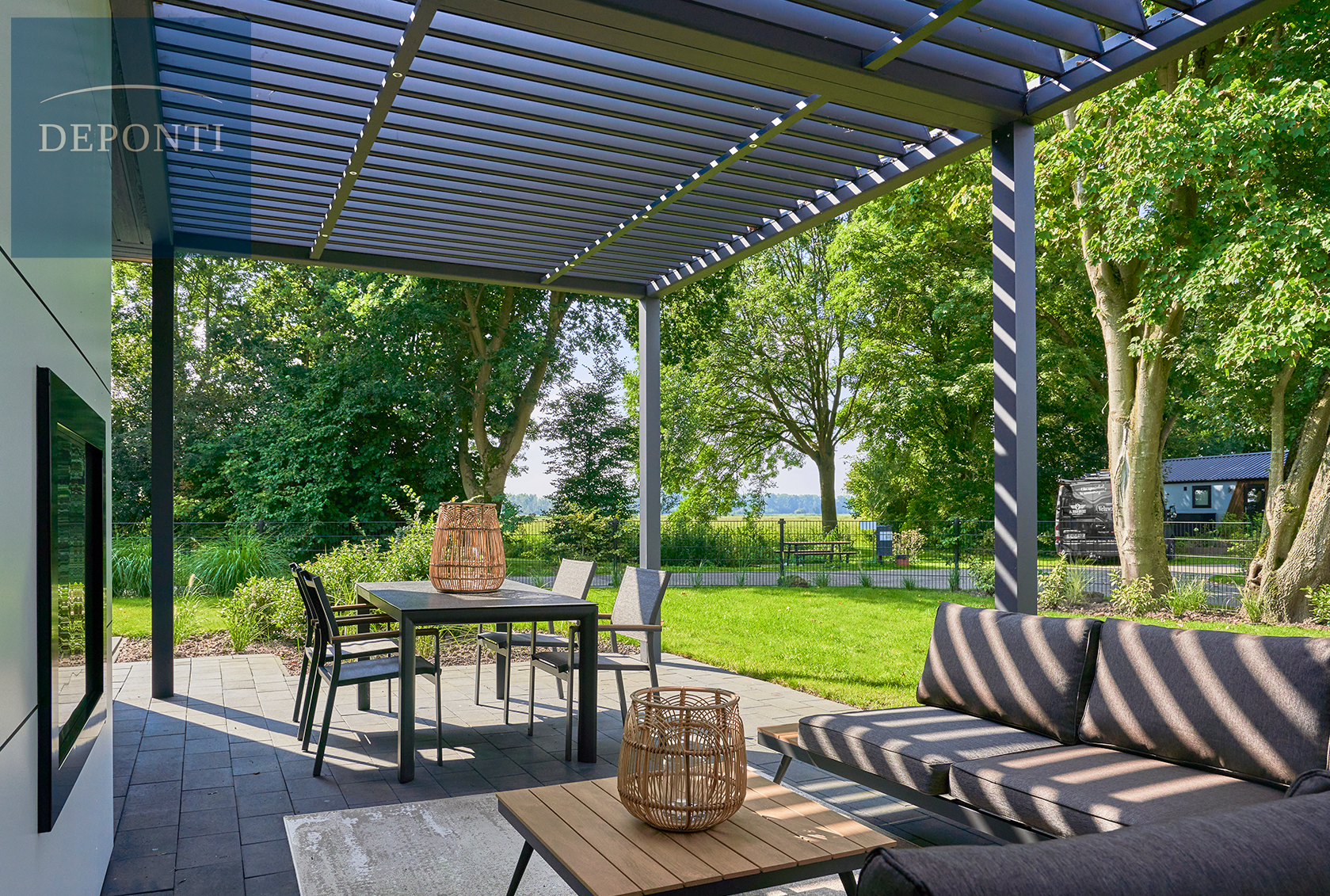 Pinela Antraciet vrijstaand overkapping 407 x 300 cm - Azzura Pool