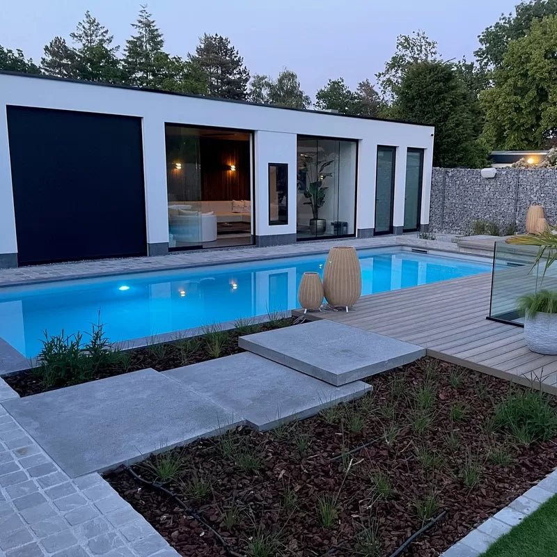 Polypropyleen zwembad lichtgrijs met rechte trap - 1100 x 400 x 150 cm - Azzura Pool