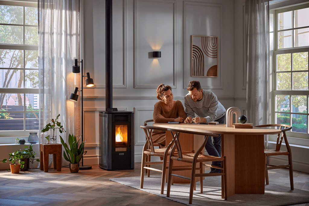 Qlima Pelletkachel Fiorina 90 S-Line – 9 kW, Grijs - Azzura Pool
