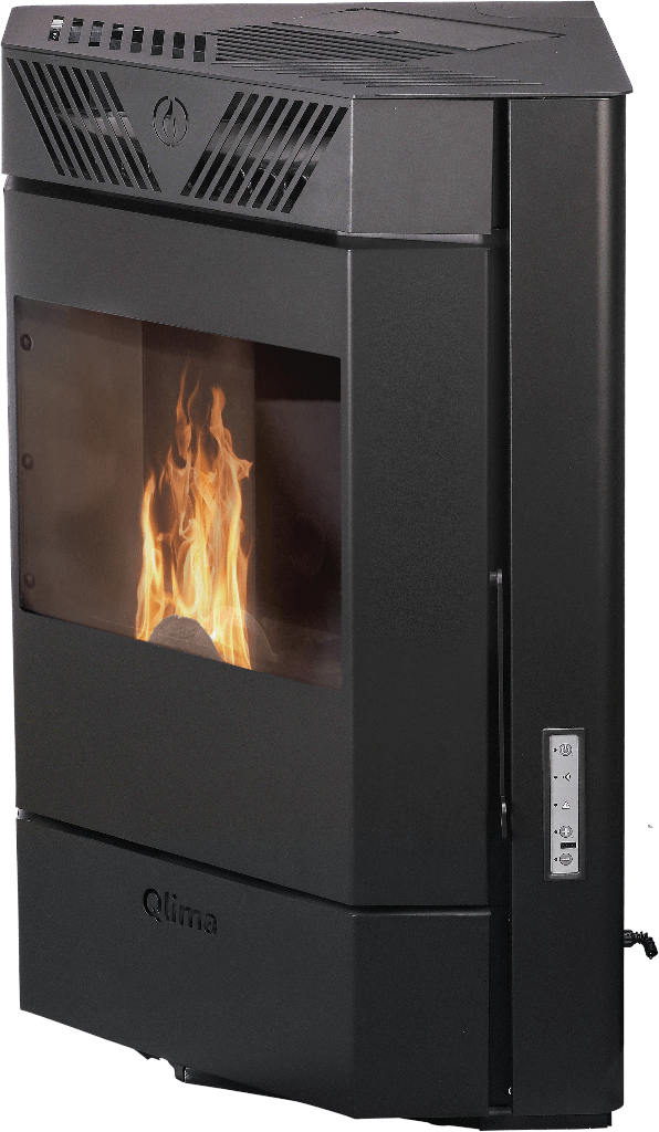 Qlima Pelletkachel Isotta 94 S-Line 9,84 kW – Hoekmodel, Zwart - Azzura Pool