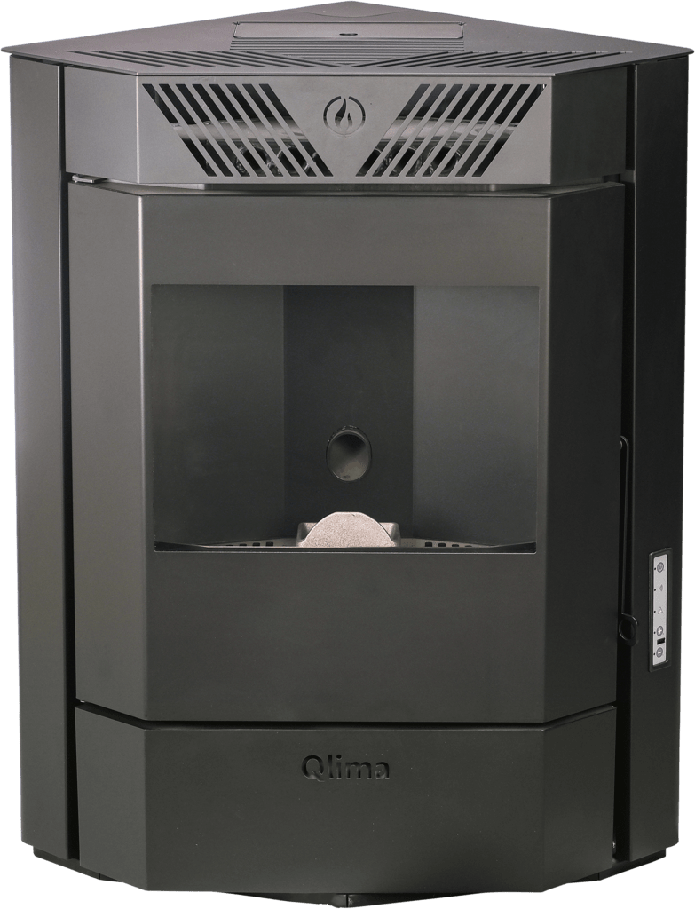 Qlima Pelletkachel Isotta 94 S-Line 9,84 kW – Hoekmodel, Zwart - Azzura Pool