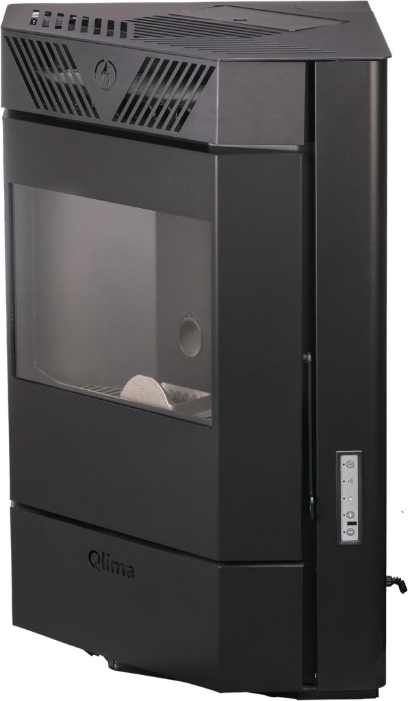 Qlima Pelletkachel Isotta 94 S-Line 9,84 kW – Hoekmodel, Zwart - Azzura Pool