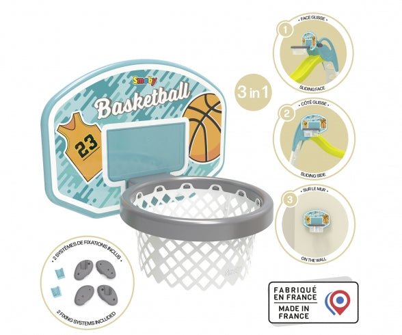 Smoby Basketbal Mand - 3-in-1 voor Glijbanen - Azzura Pool