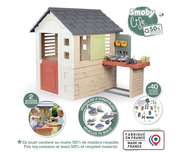 Smoby Speelhuis Nature + Werkbank - Azzura Pool