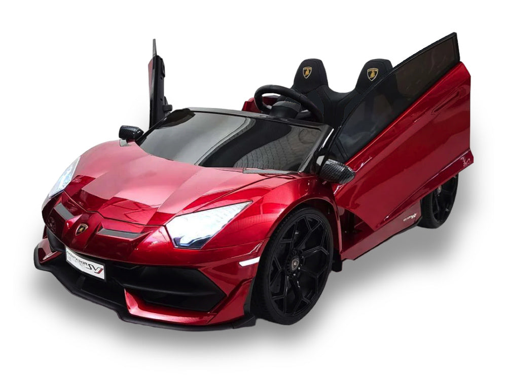 Lamborghini Aventador, 2-Persoons 24 Volt Elektrische Kinderauto Met Rubberen Banden, Leder Zitje!