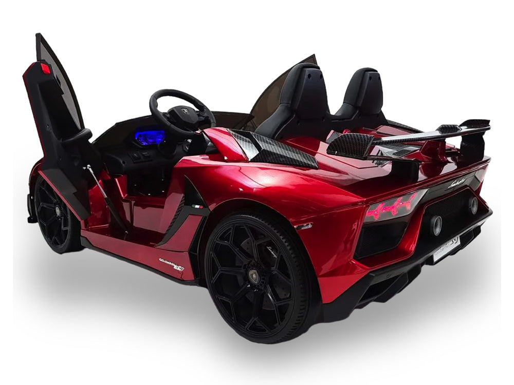 Lamborghini Aventador, 2-Persoons 24 Volt Elektrische Kinderauto Met Rubberen Banden, Leder Zitje!
