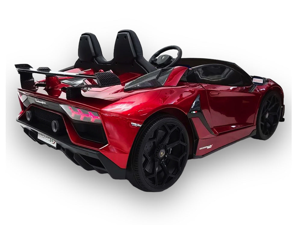 Lamborghini Aventador, 2-Persoons 24 Volt Elektrische Kinderauto Met Rubberen Banden, Leder Zitje!