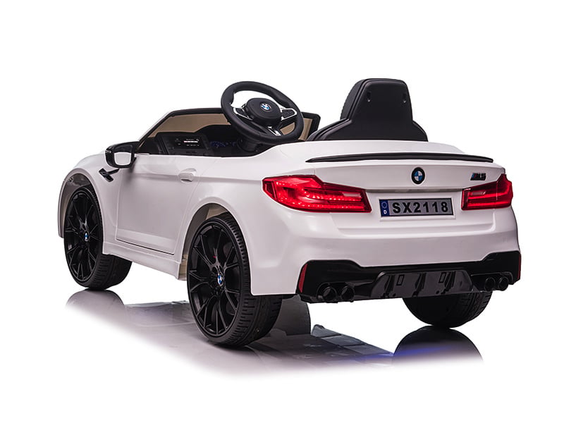 Bmw M5,Lithium, Leder Zitje, Rubberen Banden, Kinder Accu Auto!