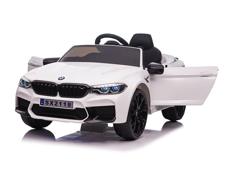 Bmw M5,Lithium, Leder Zitje, Rubberen Banden, Kinder Accu Auto!
