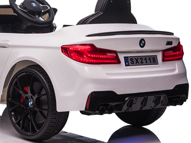 Bmw M5,Lithium, Leder Zitje, Rubberen Banden, Kinder Accu Auto!