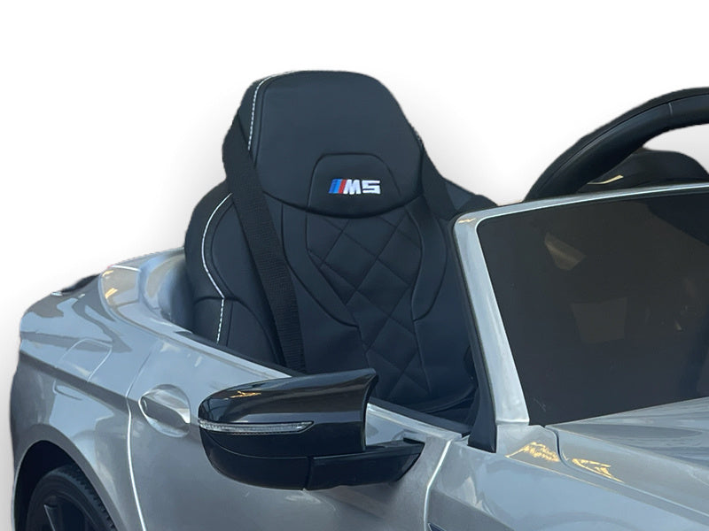 Bmw M5,Lithium, Leder Zitje, Rubberen Banden, Kinder Accu Auto!