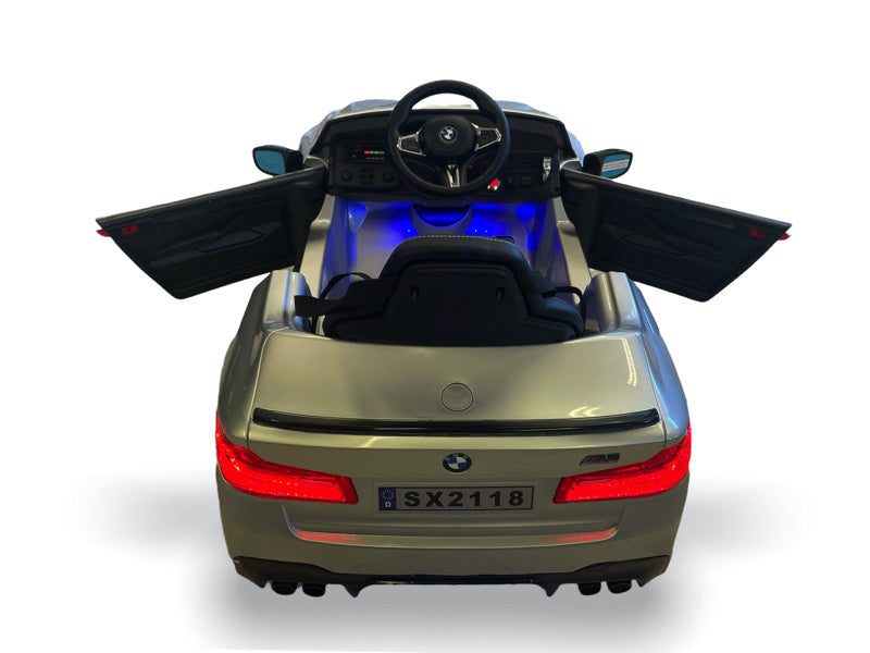 Bmw M5,Lithium, Leder Zitje, Rubberen Banden, Kinder Accu Auto!