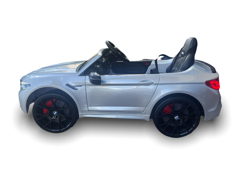 Bmw M5,Lithium, Leder Zitje, Rubberen Banden, Kinder Accu Auto!