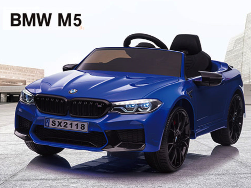 Bmw M5,Lithium, Leder Zitje, Rubberen Banden, Kinder Accu Auto!