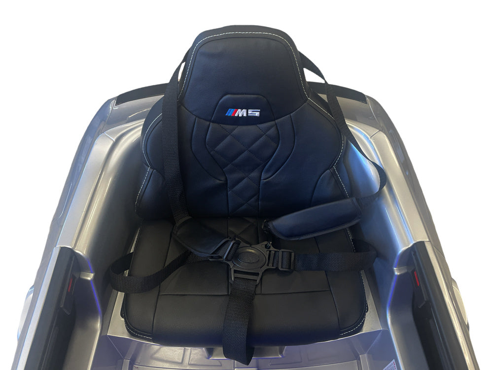 Bmw M5,Lithium, Leder Zitje, Rubberen Banden, Kinder Accu Auto!
