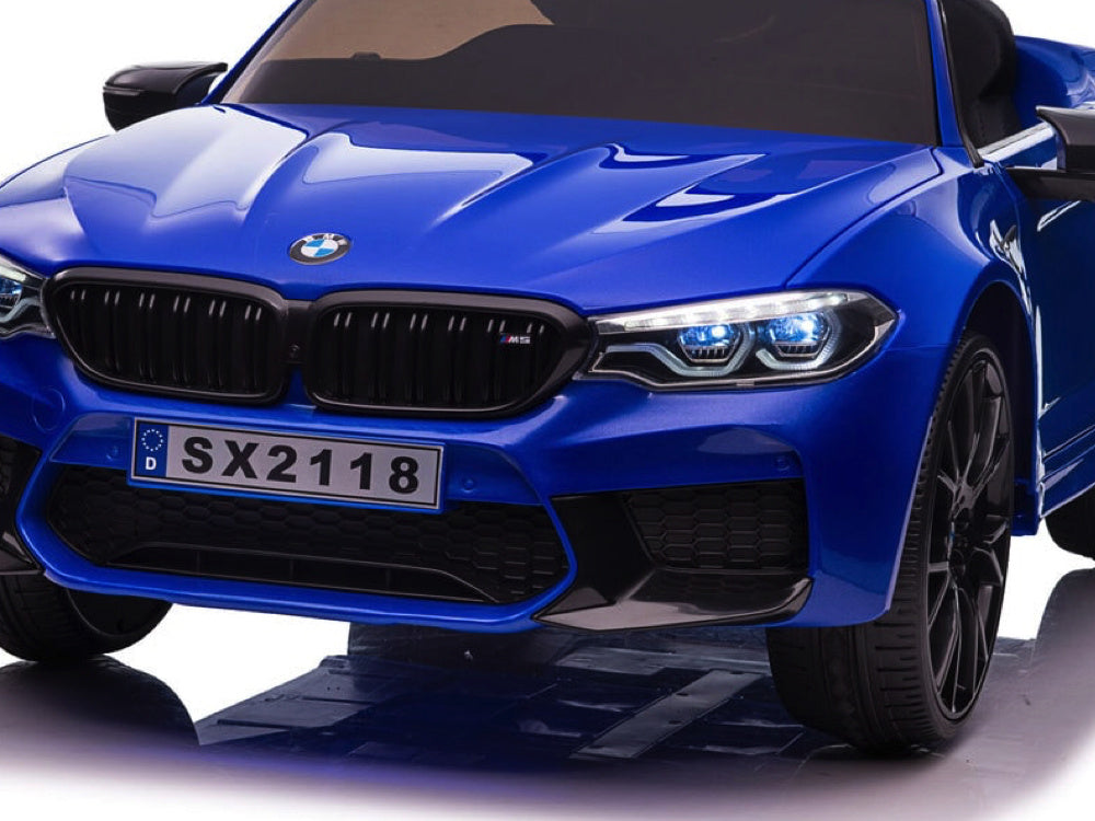 Bmw M5,Lithium, Leder Zitje, Rubberen Banden, Kinder Accu Auto!