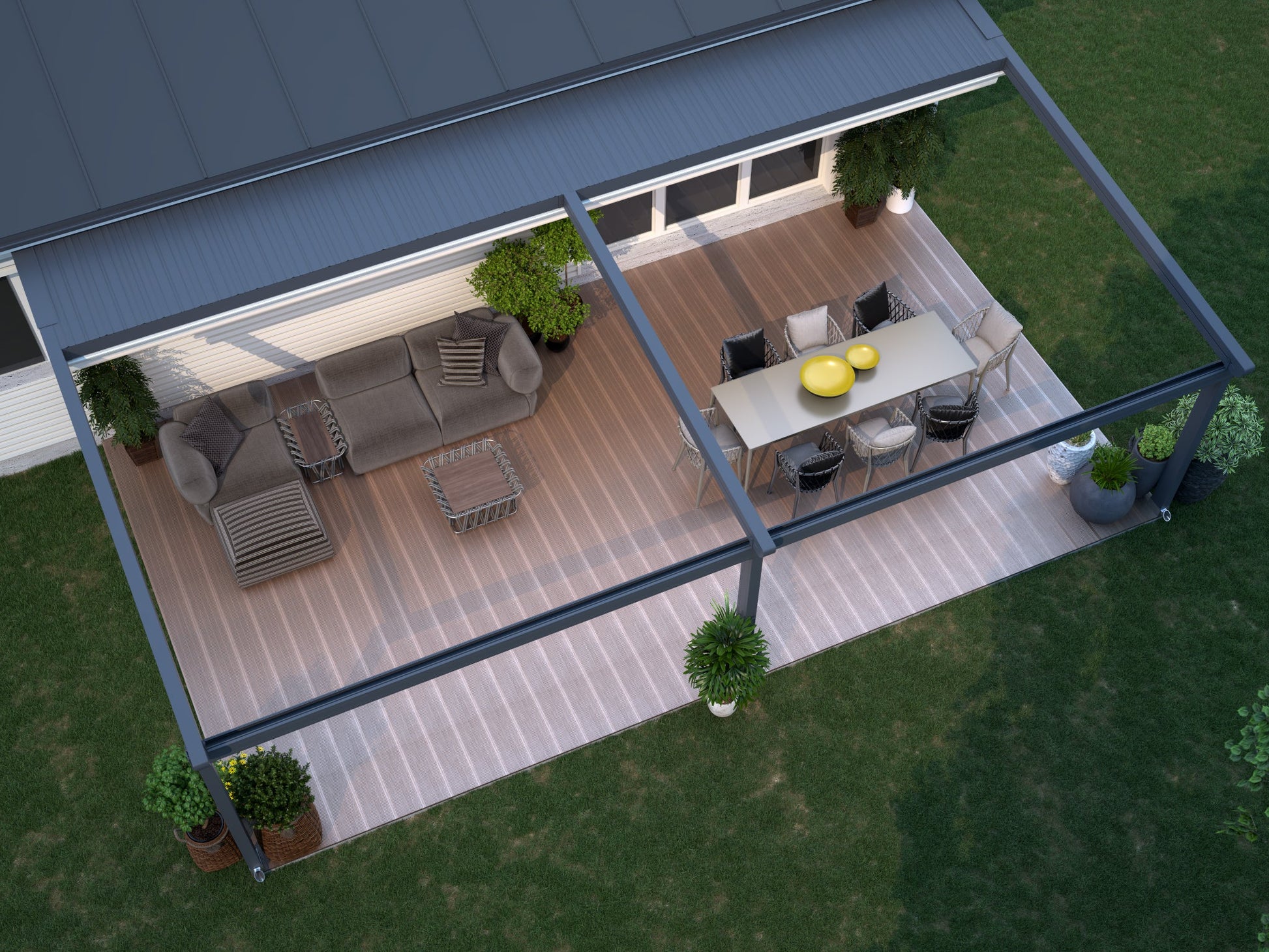Verdeca Overkapping 600 x 400 cm Antraciet/Wit LED - Azzura Pool