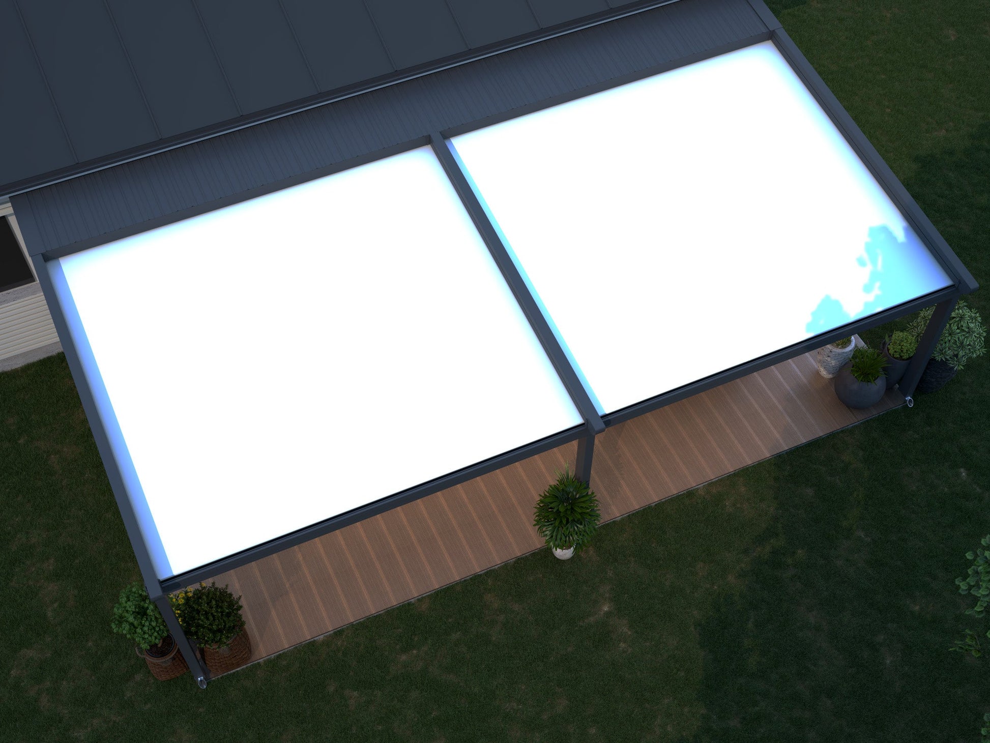 Verdeca Overkapping 600 x 400 cm Antraciet/Wit LED - Azzura Pool