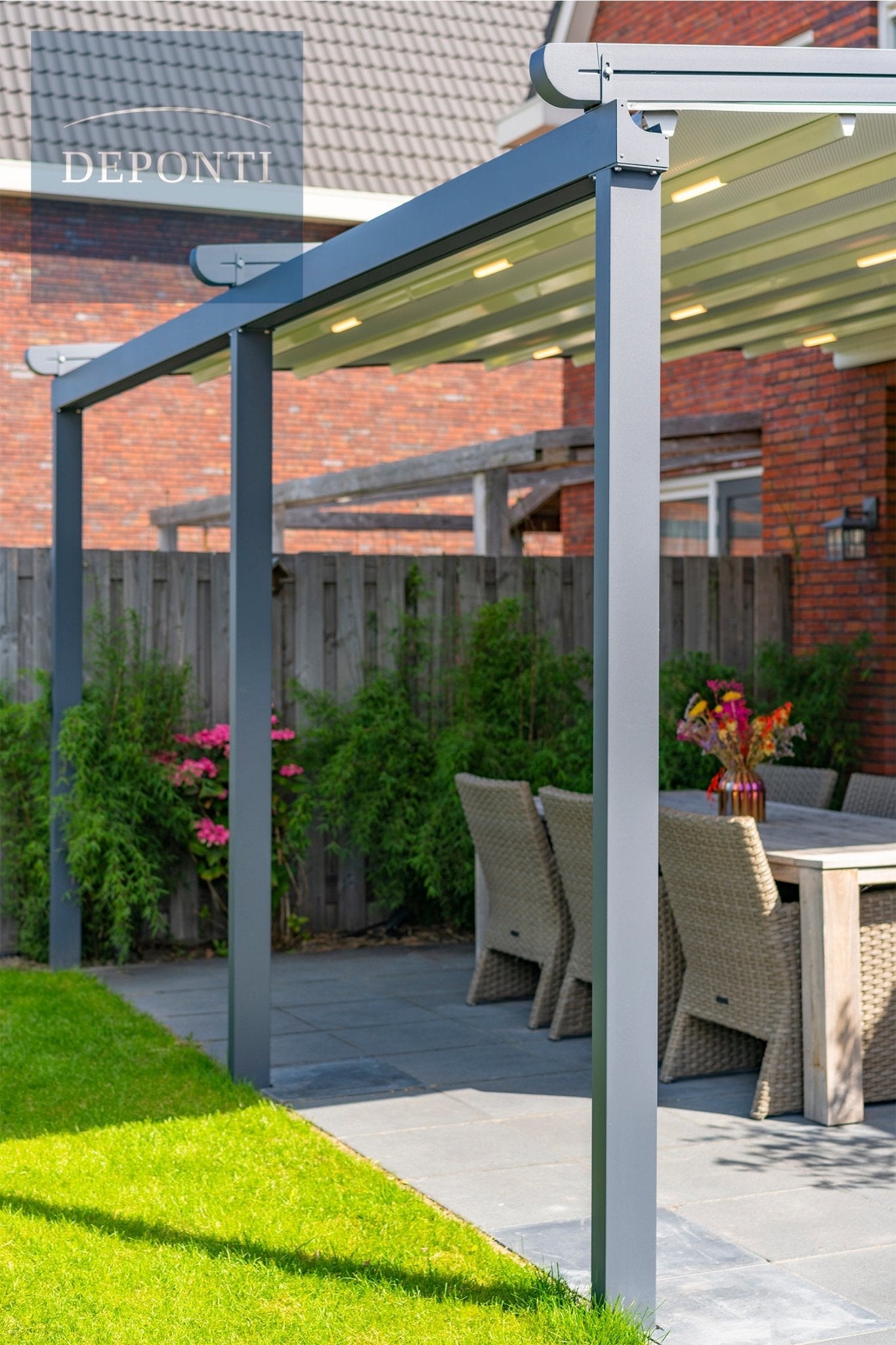 Verdeca Overkapping 600 x 400 cm Antraciet/Wit LED - Azzura Pool