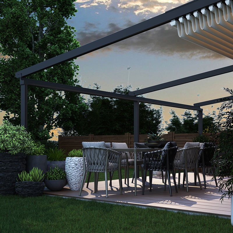 Verdeca Overkapping 600 x 400 cm Antraciet/Wit LED - Azzura Pool